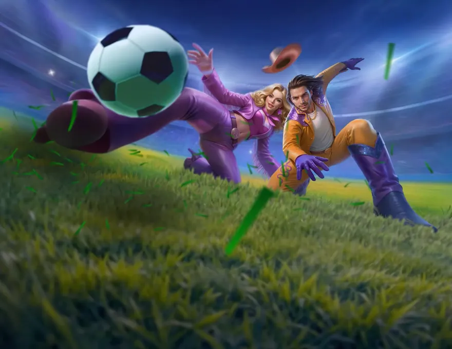 WestAce Casino betting welcome – the cowgirl and her partner on stadium grass under the floodlights